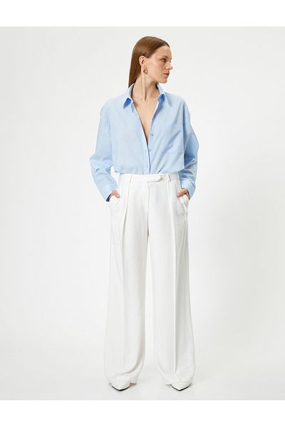 Koton Blue Women's Oversize Linen Shirt