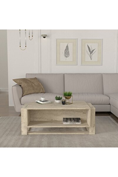 UnicUtil Coffee Table, Stone Craft, UnicUtil, 106.4 x 60 x 40.4 cm, Cream, UUMC25