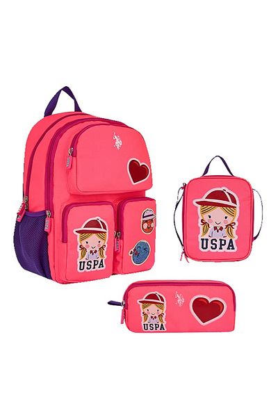 U.S. Polo Assn. School Bag Set Backpack - Lunch Box - Pen Holder 25010