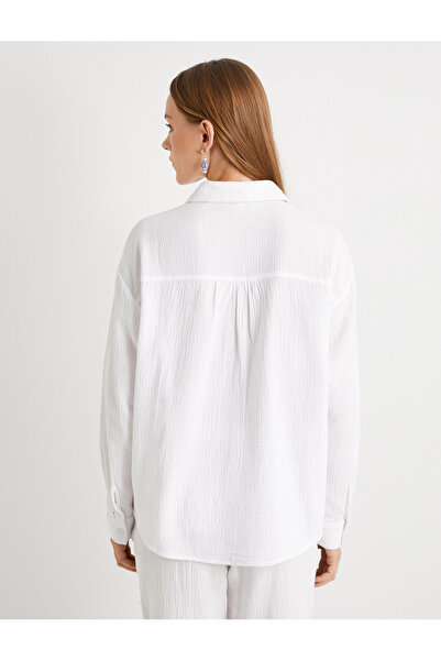 Koton Buttoned Pocket Long Sleeve Oversized Shirt