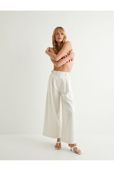 Koton Beige Women's Wide Leg Pants