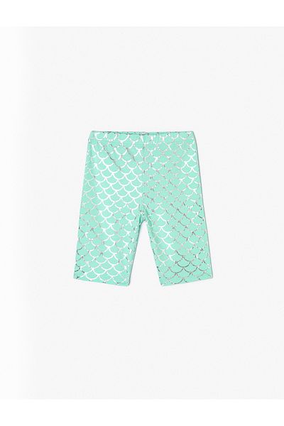 Koton Green Girl's Gleamy Cotton Leggings