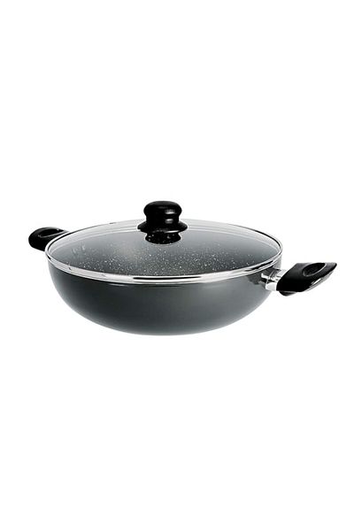 Generic Delcasa Aluminium Wok Pan With Glass Lid, 26 cm – Induction Safe Frying Pan With Durable Non-Stick