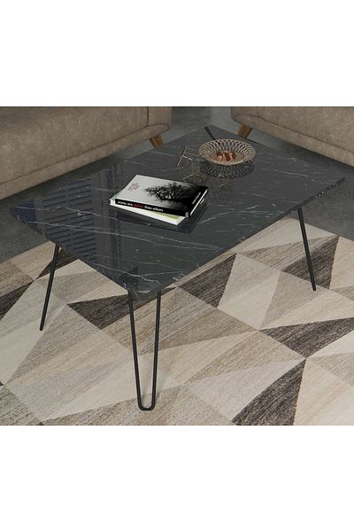 UnicUtil Masuta Cafea cu Picioare Metalice, UnicUtil, 90 x 46.8 x 60 cm, Negru