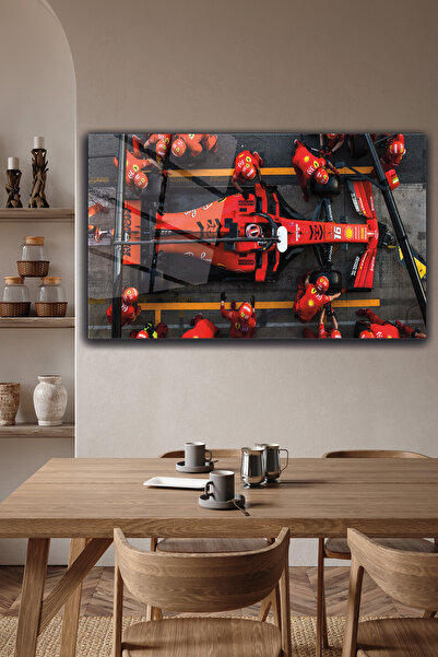 z zizuph Kırmızı Formula 1, F1 Yarış Arabası Temalı, 4 mm Temperli Kırılmaz Cam Tablo