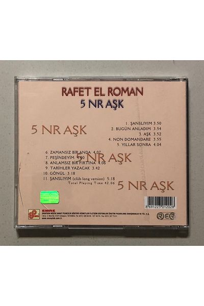 Emre Grafson Müzik Rafet El Roman 5 Nr Aşk Cd (Original Period Print Cd)
