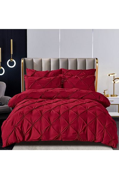 FIONNA.RO Finet Bed Linen With Pleats - Bordeaux
