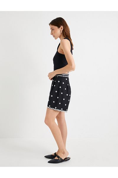 Koton Medium Rise Cutwork Mini Floral Shorts