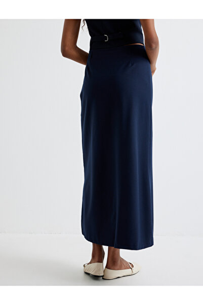 Koton Women's Navy Maxi Column Skirt
