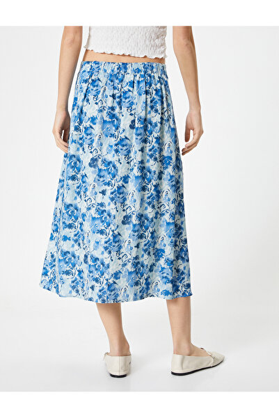 Koton Blue Women's Floral Long Skirt