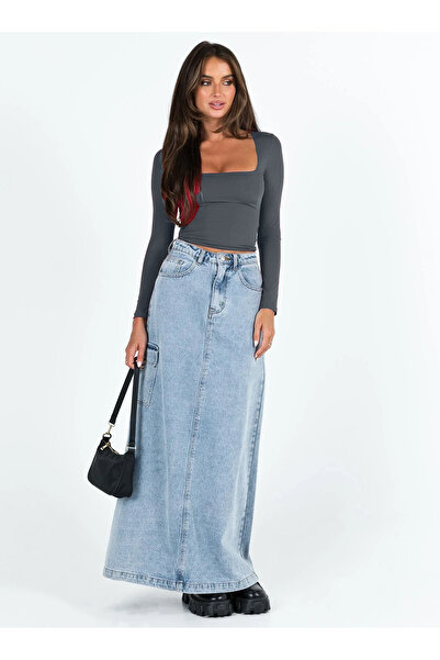 fablair Square Neck Long Sleeve Crop Blouse – Stretch Fabric, Modern Style