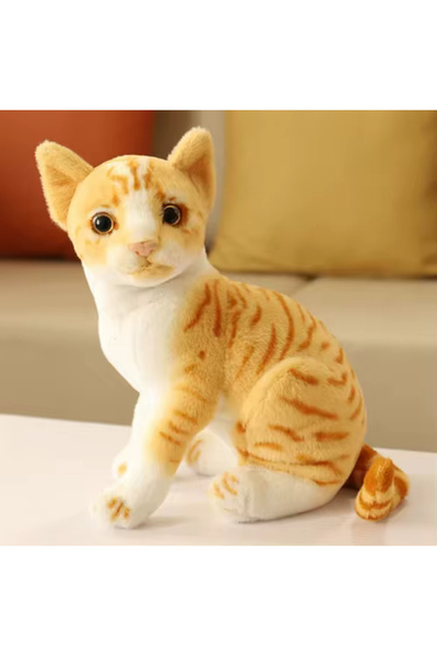 charmerprincesses Tekir kedi oyuncak Gerçek Görünümlü Peluş Kedi Sarı Tekir kedi peluş