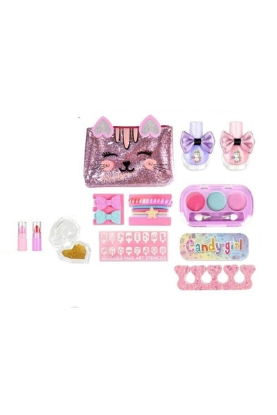 Toy Σετ Μακιγιάζ και Αξεσουάρ με Γκλίτερ Τσαντάκι, Κορίτσι με Ζάχαρη - Pretty...