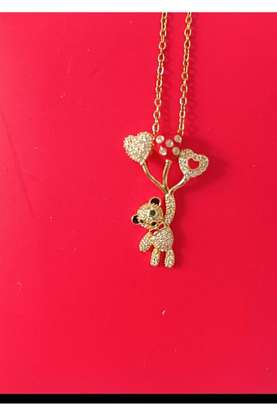 Kudi Balloon Tutan Mini Stone Teddy Bear Necklace