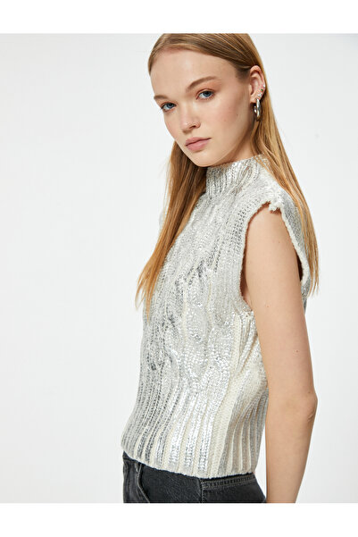 Koton Metallic Sleeveless Sweater