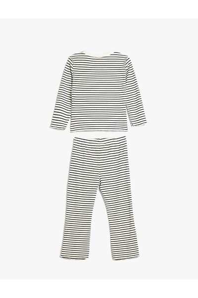 Koton Beige Girl's T-Shirt and Trousers