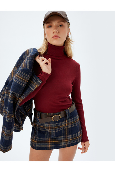 Koton Women's Burgundy Turtleneck Sweater