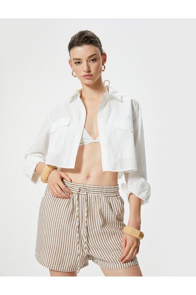Koton Beige Women's Mini Shorts