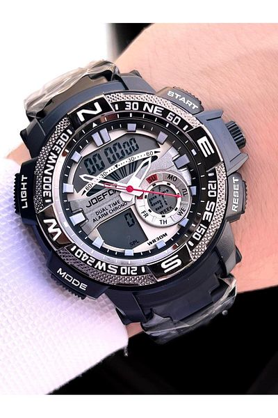 Joefox Steel Cord Digital and Analog 2 Years Warranty 3 Atm Water Resistant Men Wristwatch Joe1.Lc04