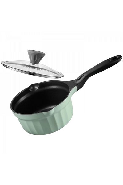 BUYDEEM Saucepan with Lid CP141-CG, 1.8 L, 18 cm, Cast Aluminum (Green)