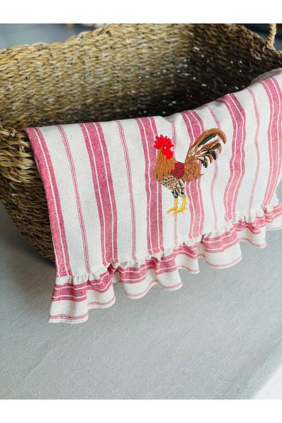 HOME OF BLOSSOM Embroidered Linen Kitchen Cover