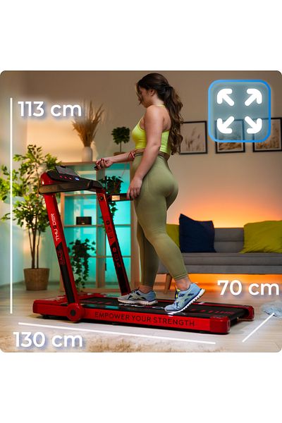 Thunder Electric treadmill, Race-Red, Maximum speed 14km/h, maximum supported weight 130kg, Red