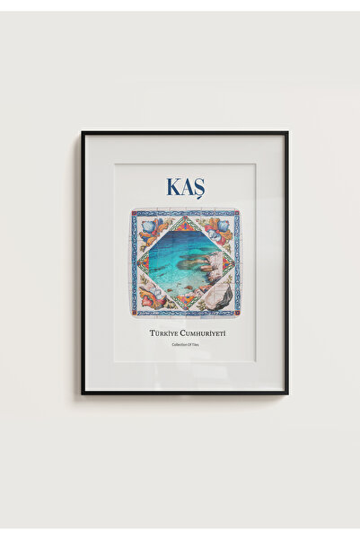 POSTER Antalya KAŞ Çini Karo Görünümlü (ÇERÇEVESİZ)