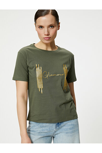 Koton تي شيرت مطبوع عليه شعار برقبة دائرية