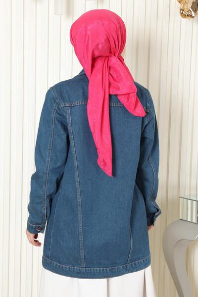 Missvalle Buttoned Denim Jacket Petrol 6009