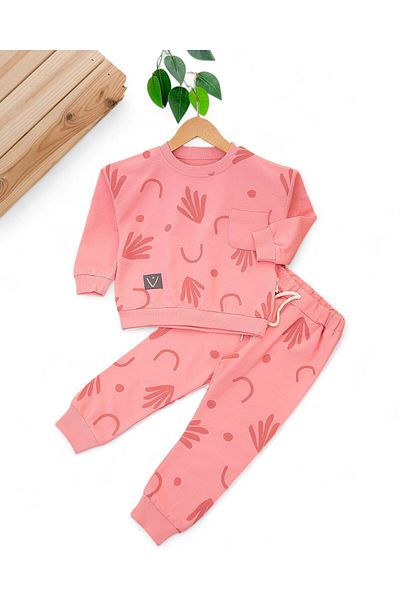Ege Bebek 2-3-4-5-6 Years Girl and Boy Children's Seasonal 2 Thread Embroidered Tracksuit Set