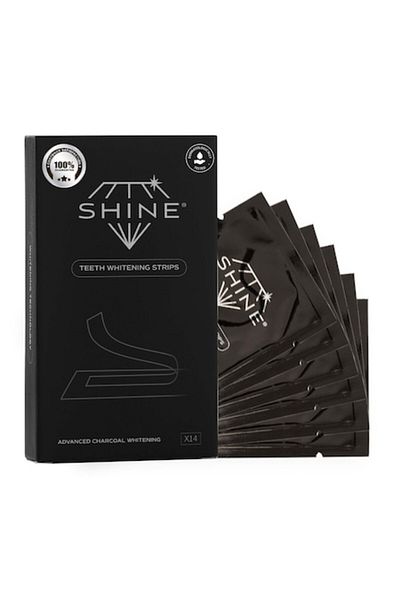 shine Tooth Whitening Strips with Activated Charcoal, SHINE, 28 Strips