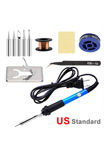 choice2 مكواة لحام كهربائية 60 وات، 7 في 1، خيار مجموعة متعددة أمريكية، زرقاء...