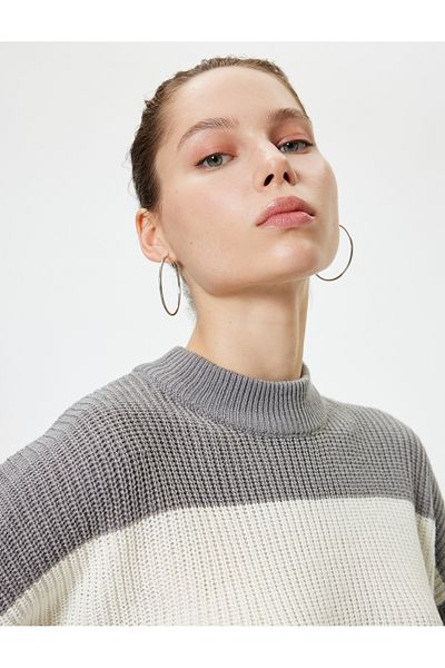 Koton Gray Women's High Neck Sweater