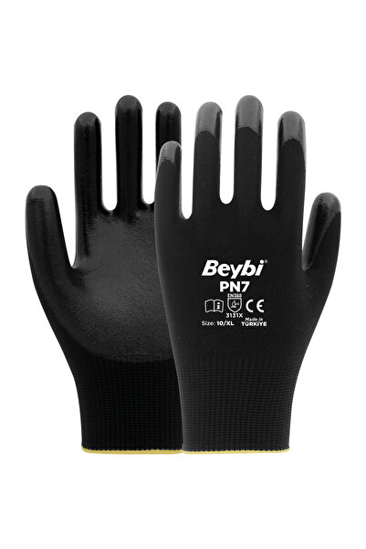 Beybi Pn7 Polyester Knitted Nitrile Gloves 12 Pieces