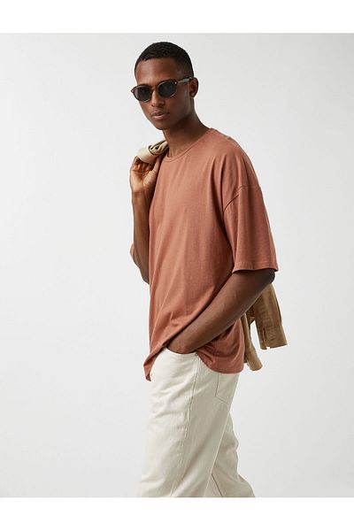 Koton Brown Men's Oversized Basic T-Shirt