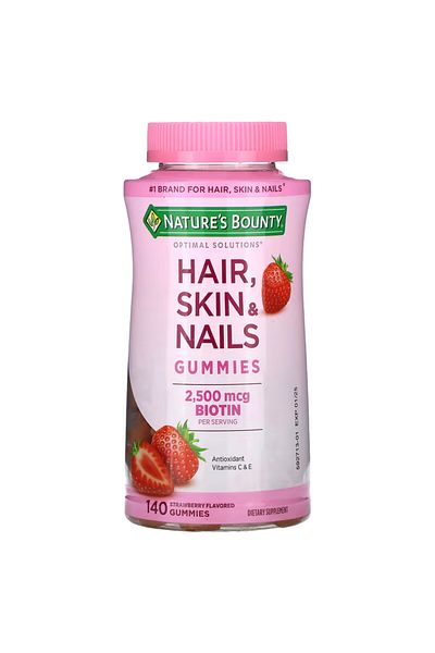 Nature's Bounty , Optimal Solutions Hair, Skin & Nails Gummies, Strawberry, 140 Gummies