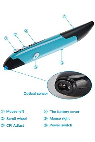 Generic Lychee Wireless Optical Pocket Pen Mouse, 2.4GHZ USB Wireless Optical Pen Mouse 800/1200/1600 DPI Ad