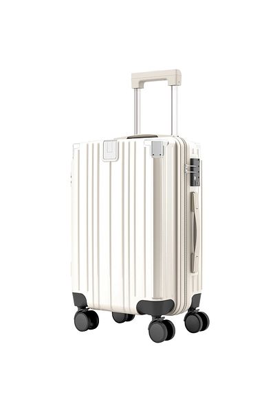Quasar & Co. Cabin trolley 54x36x23cm, hand luggage, coded trolley, 4-wheeled trolley, ABS suitcase, cup holder, white