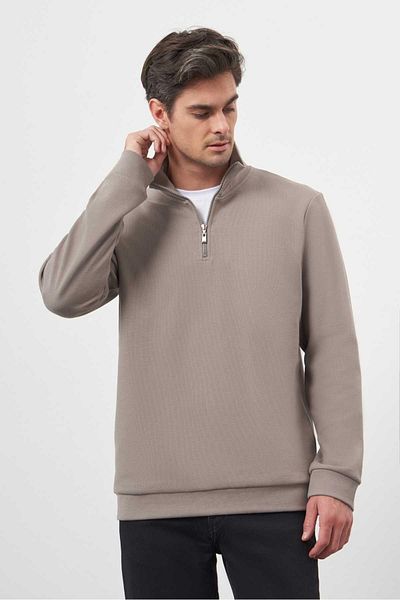 Morven Men's Gray Zippered Bato Collar Sweatshirt