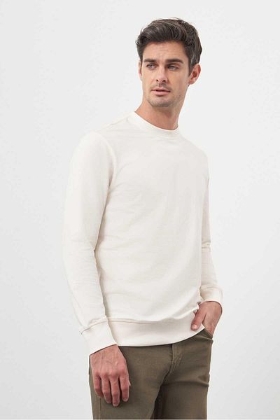 Morven Men's Cream Crew Neck Dynamic Fit Relaxed Cut Sweatshirt