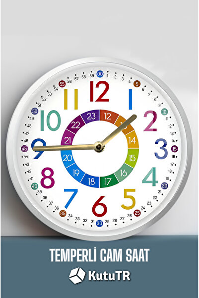 kutuTR Eğlenceli ve Eğitici Temperli Cam Saat – 33 cm CSDW335