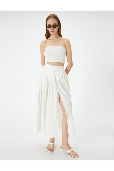Koton Beige Women's Voluminous Midi Skirt
