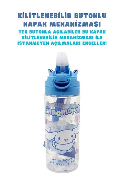 WİGGLE 500ml Cinnamoroll Licensed Soft Silicone Lockable Water Bottle with Straw and Handle
