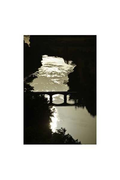 OEM Pictură pe pânză, „Podul peste râul liniștit de seară”, Apus de soare, Na...