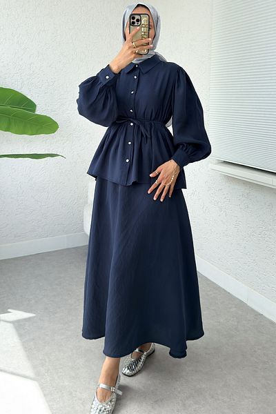 Salih Çelebi Modal Skirt Suit 2371 - Dark Blue