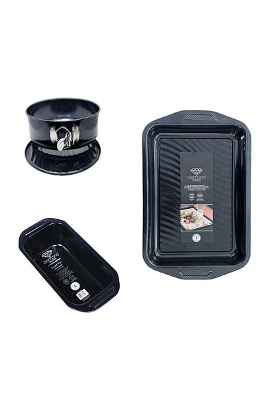 awwaline Set 3 oven trays Diamond Series, awwaline, carbon steel, metallic black, non-stick, easy to clean