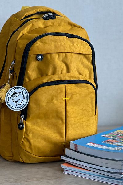 NEMO BAGS Yellow Unisex Large Size School Bag, Crinkle Fabric, Laptop Travel Backpack, 24 Lt, 45X30Cm
