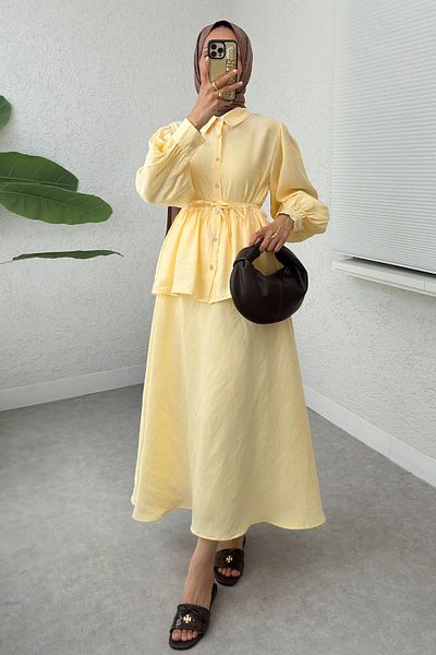 Salih Çelebi Modal Skirt Suit 2371 - Yellow