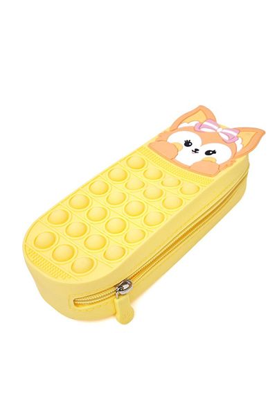 DNS Girls' school bag, 1 compartment 1 zipper, unequipped, Pop-it fox, yellow QS-2023