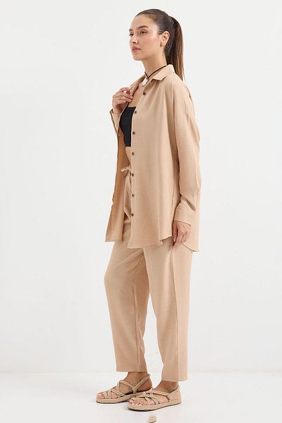 Merterium Women's Oversize Linen Double Suit Biscuit 1092